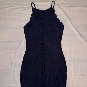 Elegant Navy Lace Dress